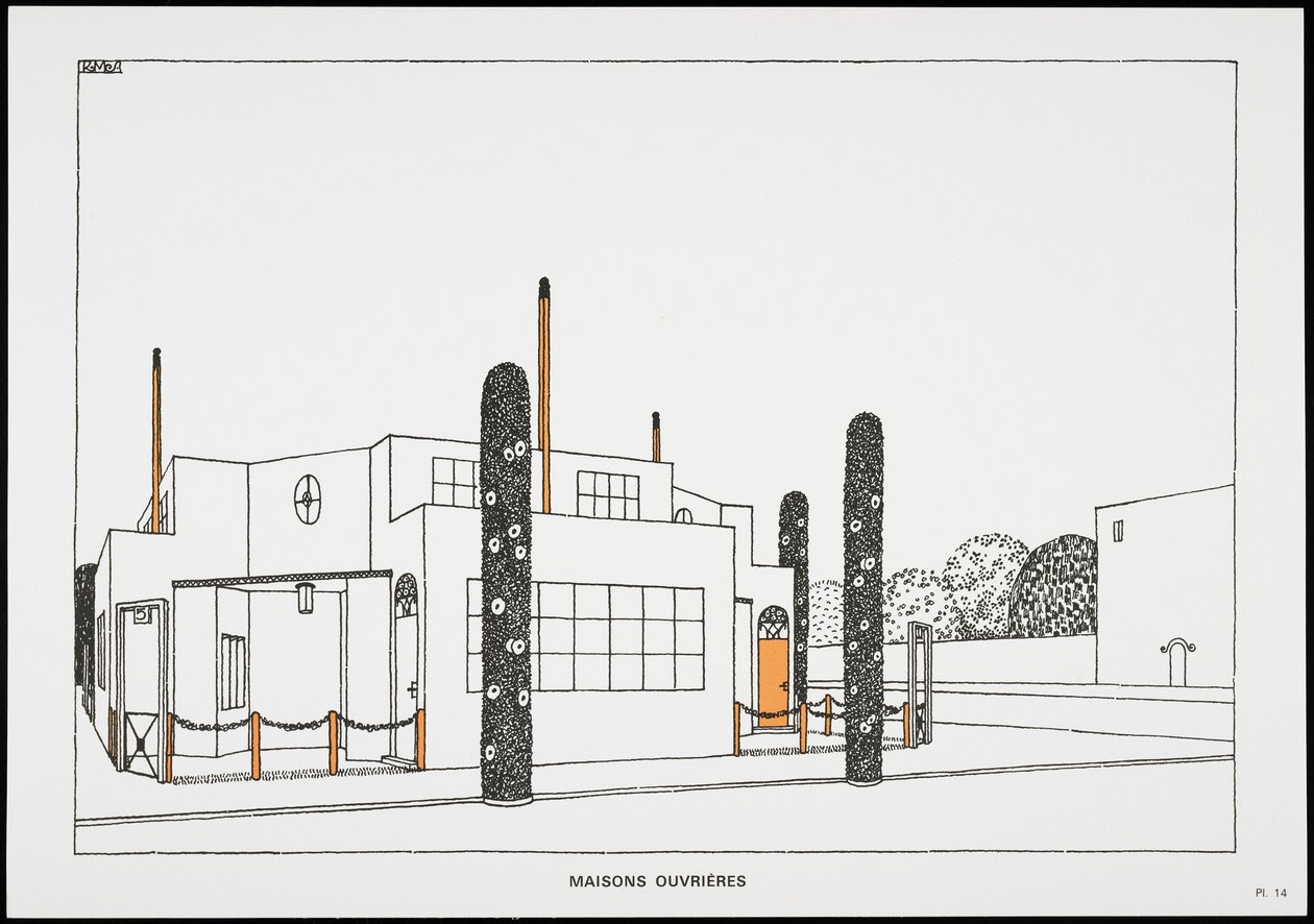 Munkásotthonok, az Une Cite Moderne, Rob Mallet-Stevens Architect rajzaiból, 1987 (megjelent) alkotó: Robert Mallet Stevens