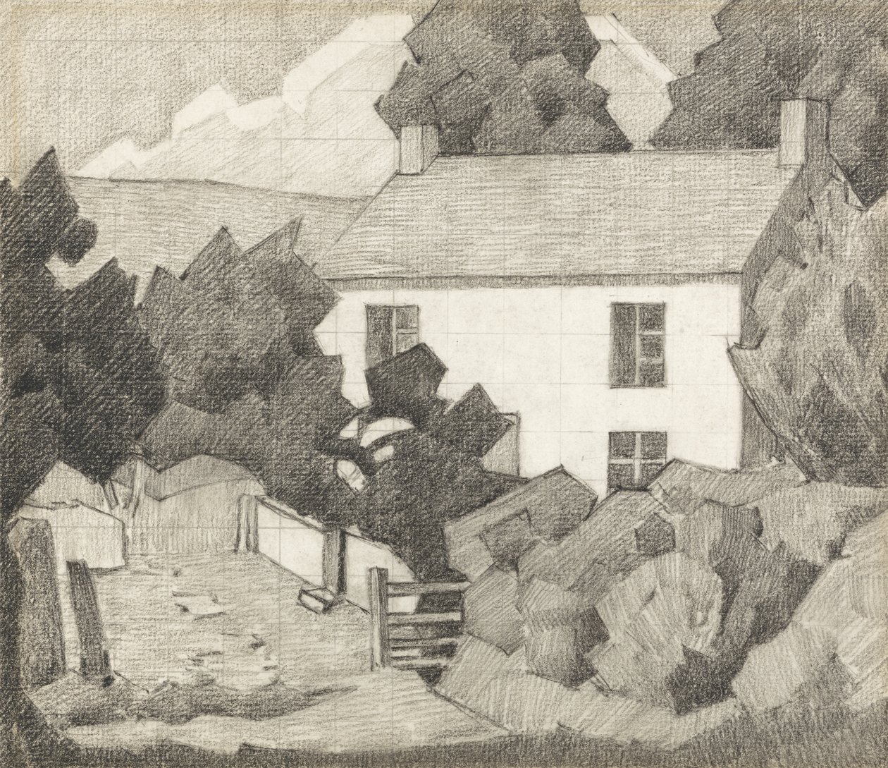 A Fehér Ház, 1920 körül (grafit papíron) alkotó: Robert Polhill Bevan