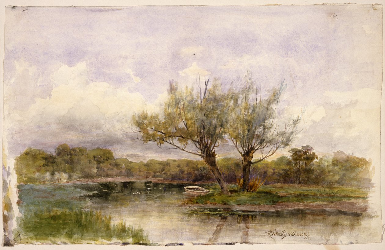 Táj, 1881 (wc és grafit papíron) alkotó: Robert Ward van Boskerck