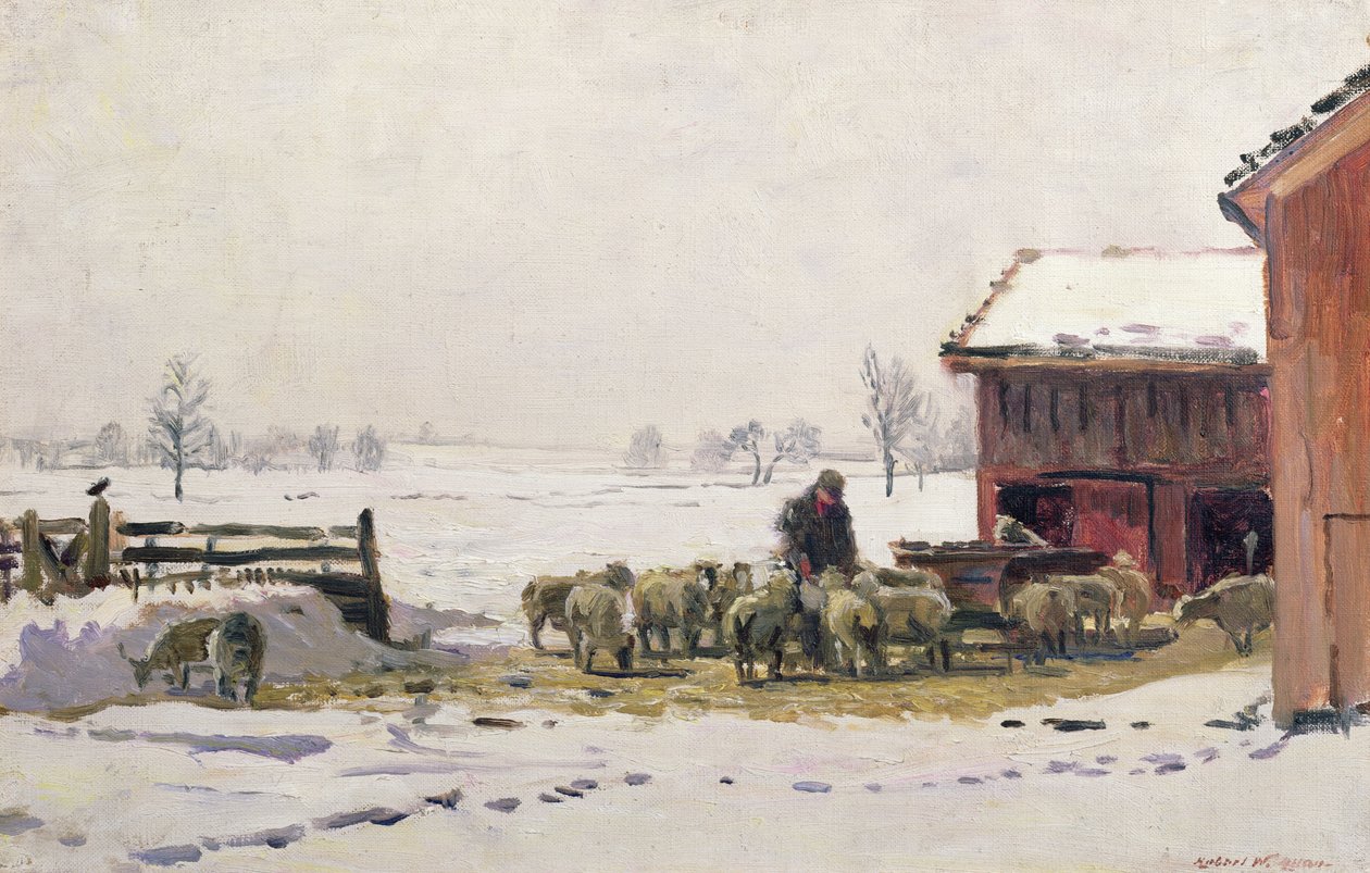 A juhok etetése télen alkotó: Robert Weir Allan