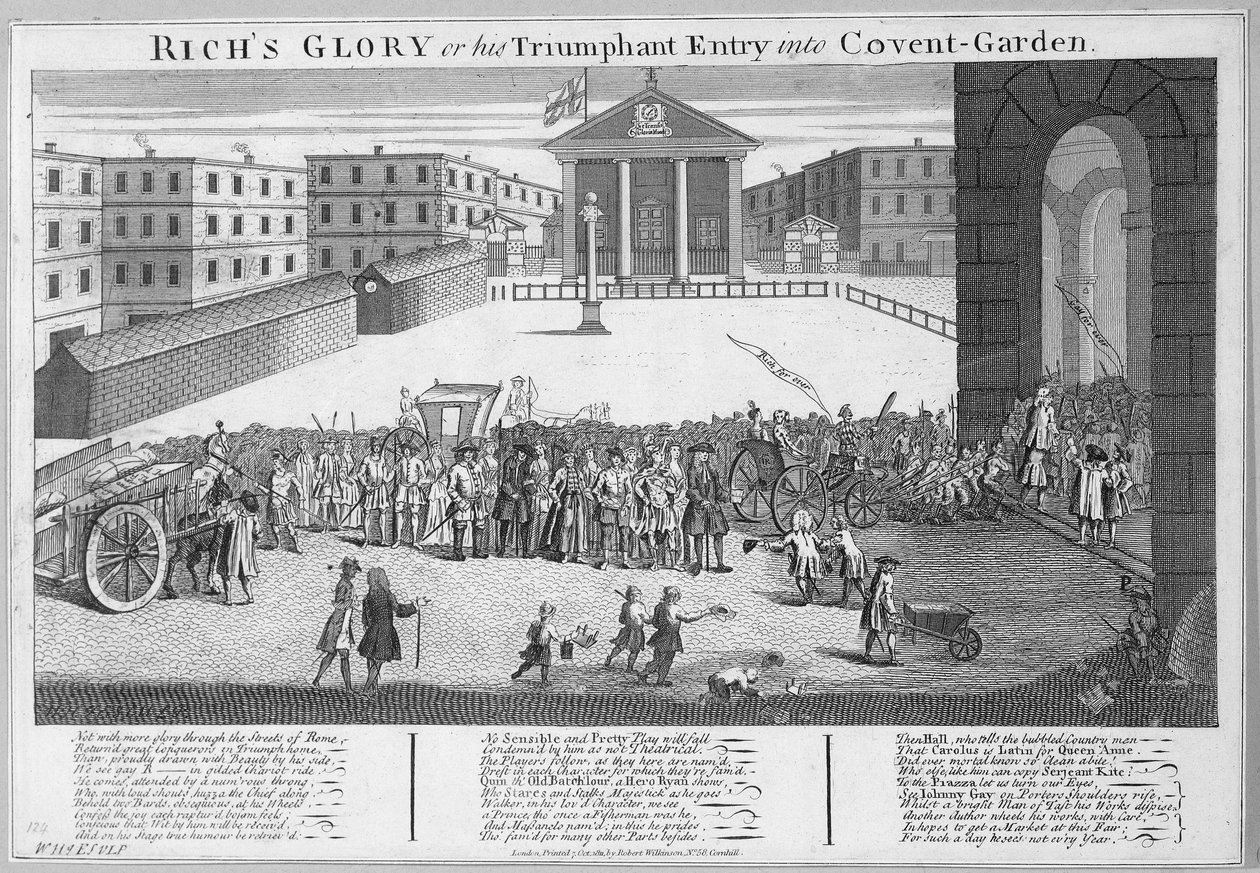Rich dicsősége vagy diadalmas belépése a Covent Gardenbe (nyomtatott) alkotó: Robert Wilkinson
