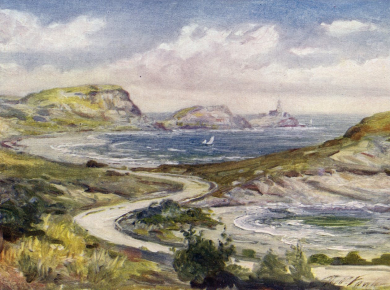 Kilátás Mumbles közelében, Swansea (színes litho) alkotó: Robert (after) Fowler