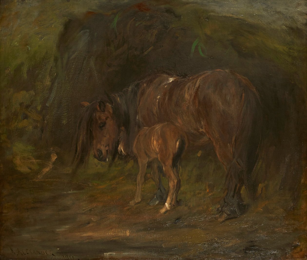 Kanca és csikó (olaj, vászon) alkotó: Robert Alexander