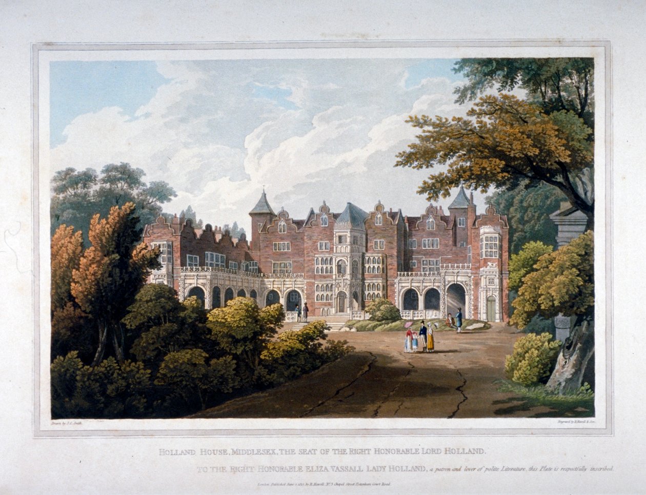 Holland House, Kensington, London, 1817. alkotó: Robert Havell