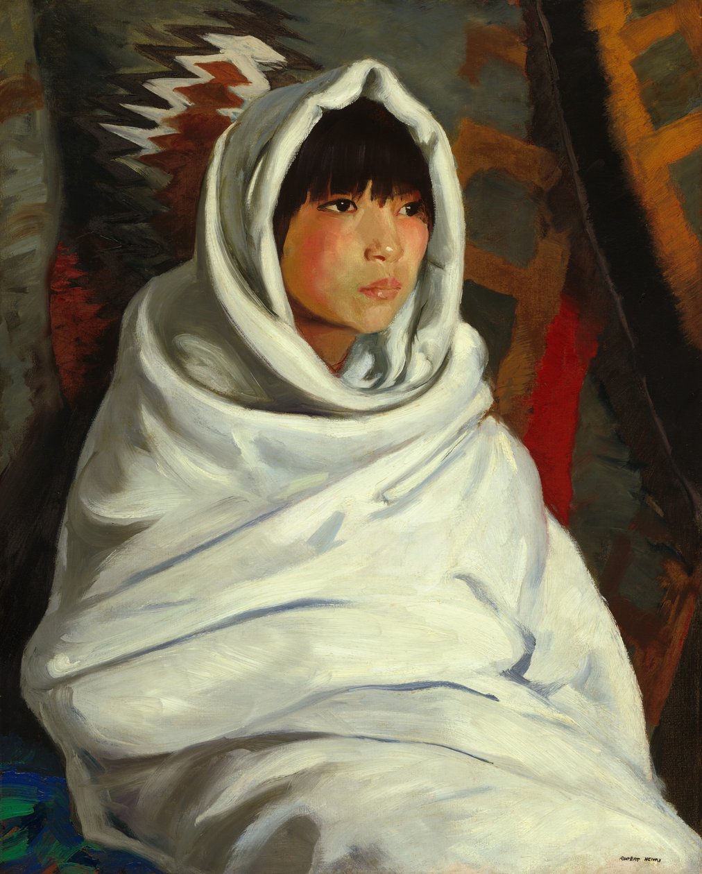 Indiai lány fehér takaróban, 1917. alkotó: Robert Henri