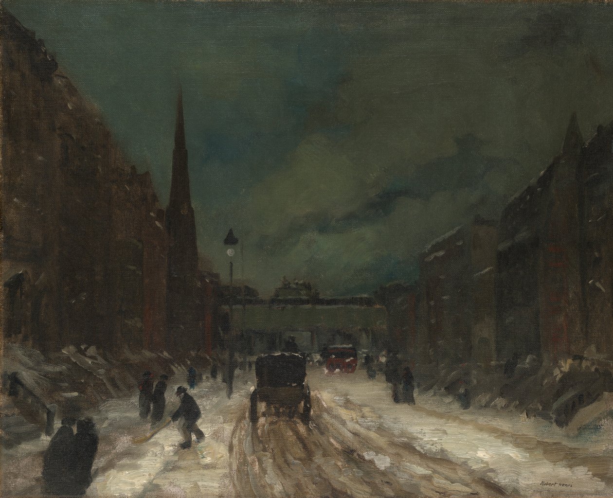 Utcai jelenet hóval (57. utca, NYC.) alkotó: Robert Henri