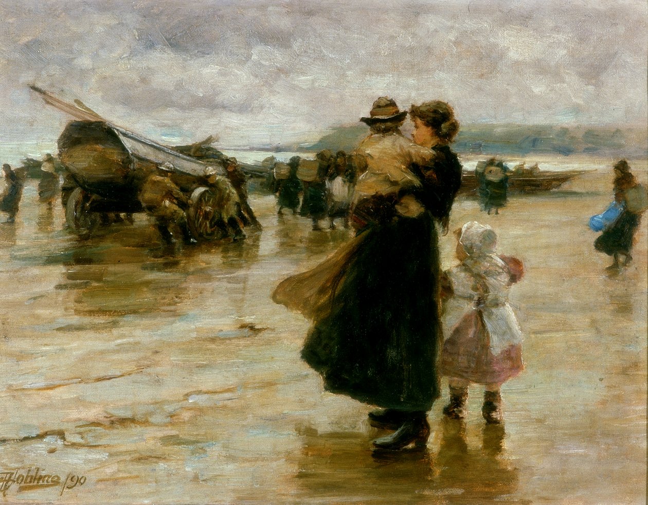 A csónakok vontatása, 1890 alkotó: Robert Jobling