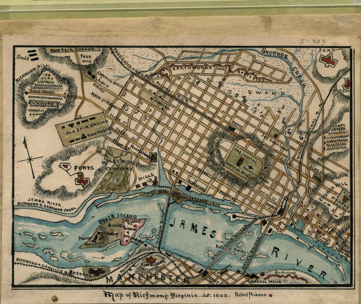 Richmond, Virginia térképe...1863. LOC gvhs01.vhs00051 alkotó: Robert Knox Sneden