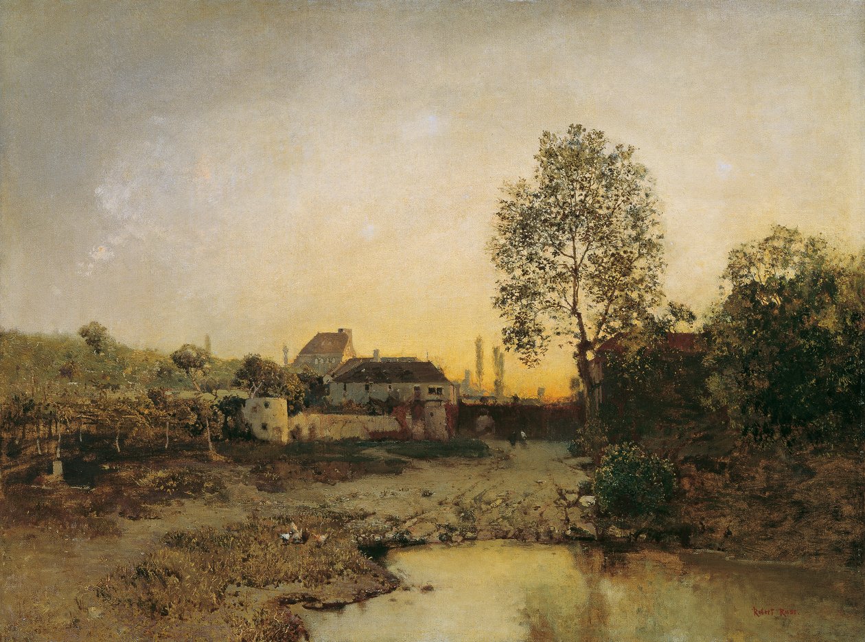 Táj tóval és tanyákkal alkotó: Robert Russ