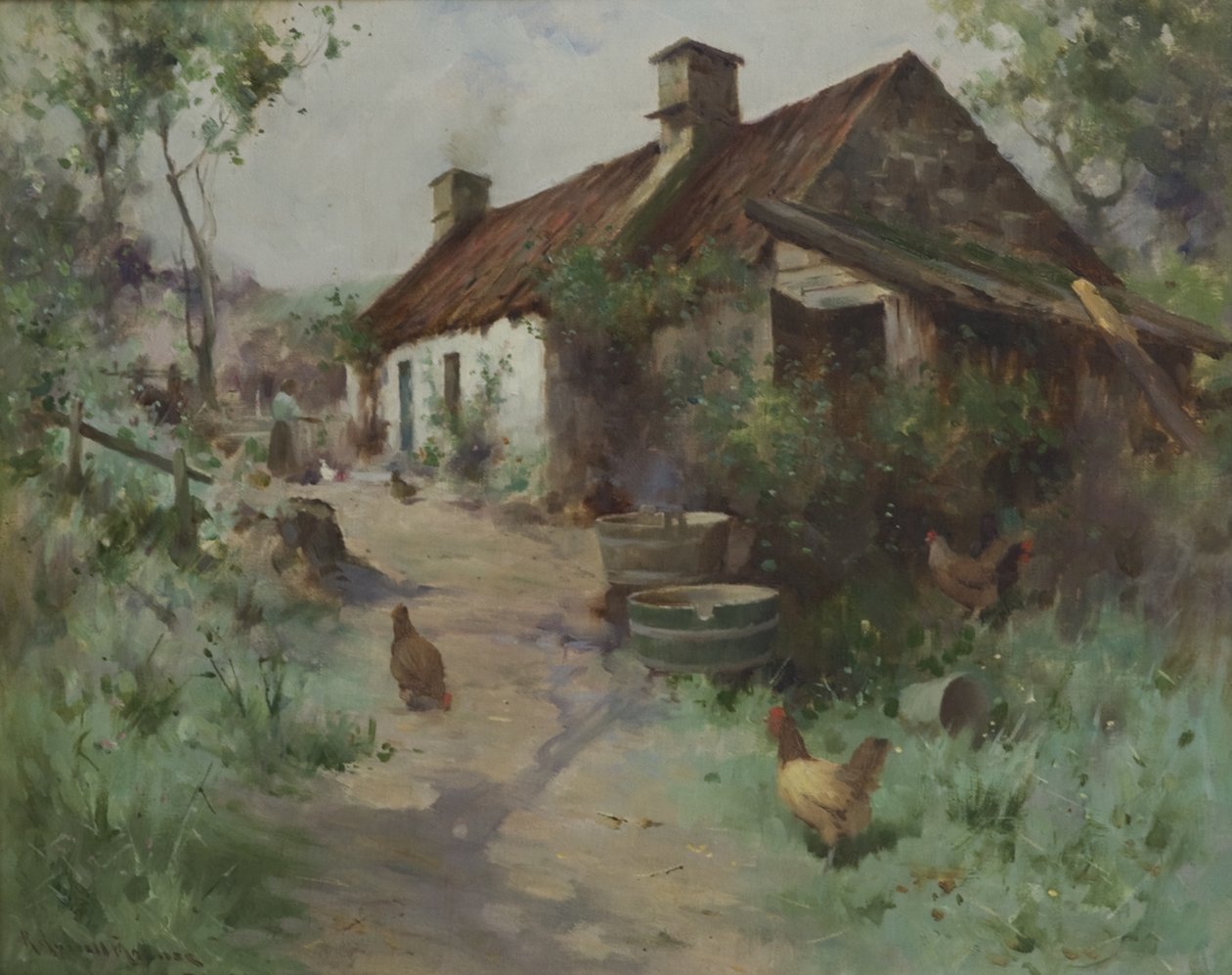Bothy baromfival (olaj, vászon) alkotó: Robert Russell MacNee