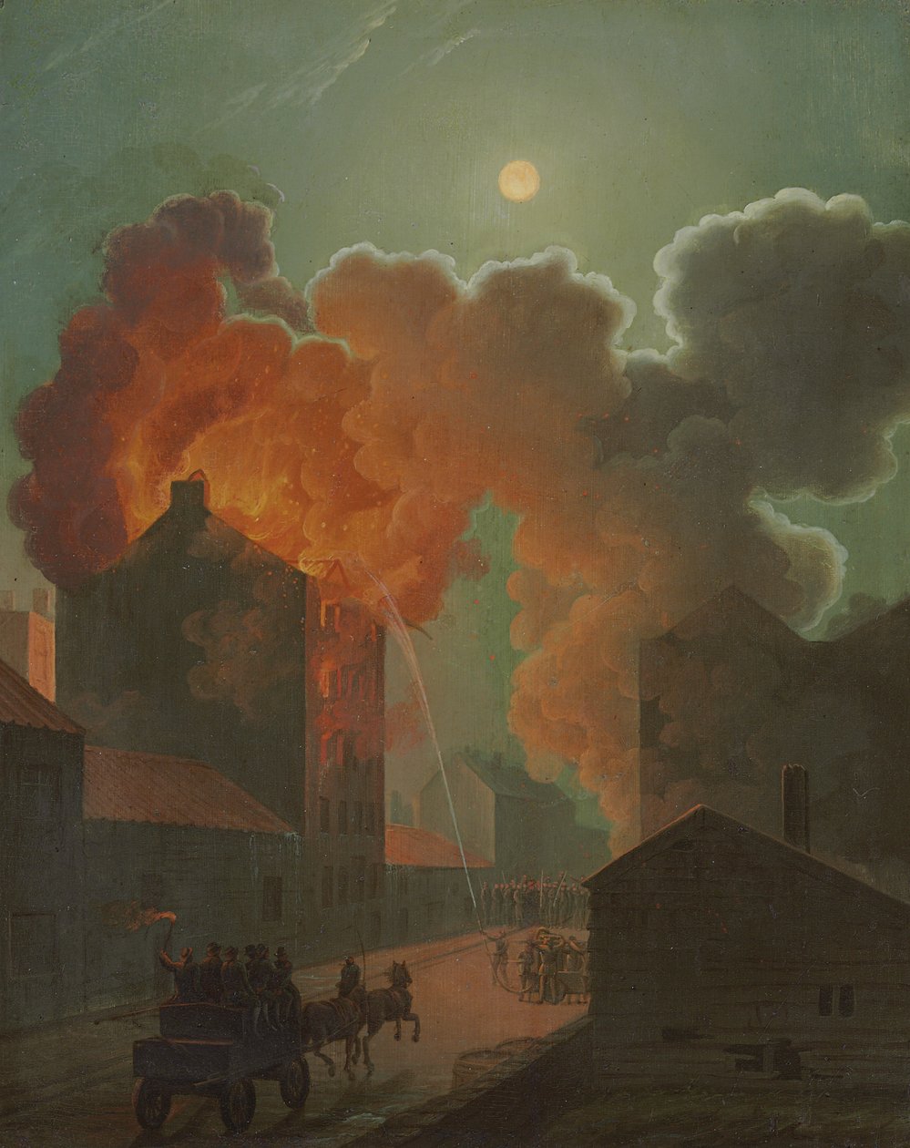 Tűz Bostonban a Holdfény által, 1830-1835 körül alkotó: Robert Salmon