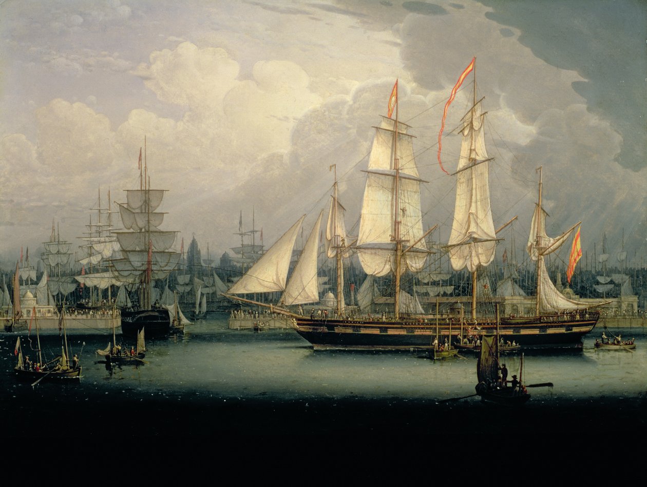 Négyárbocos Clipper Hajó Liverpool kikötőjében, 1810 körül alkotó: Robert Salmon