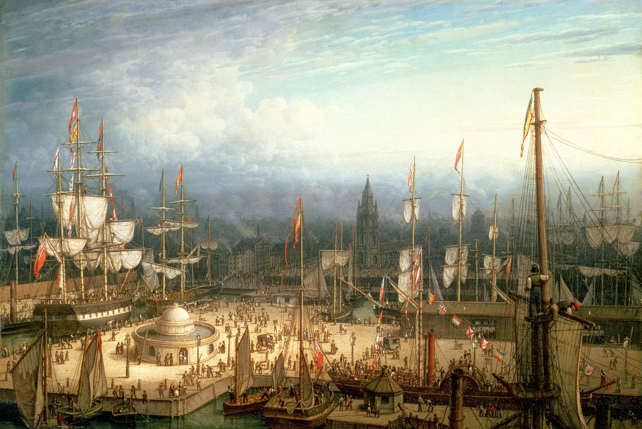 Négyárbocos Clipper Hajó Liverpool kikötőjében, 1810 körül alkotó: Robert Salmon