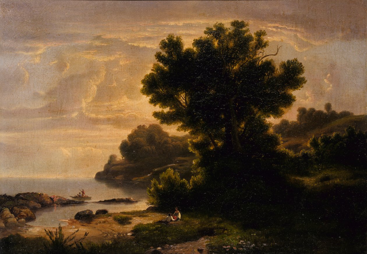 Táj családdal a tó mellett, 1858. alkotó: Robert Seldon Duncanson