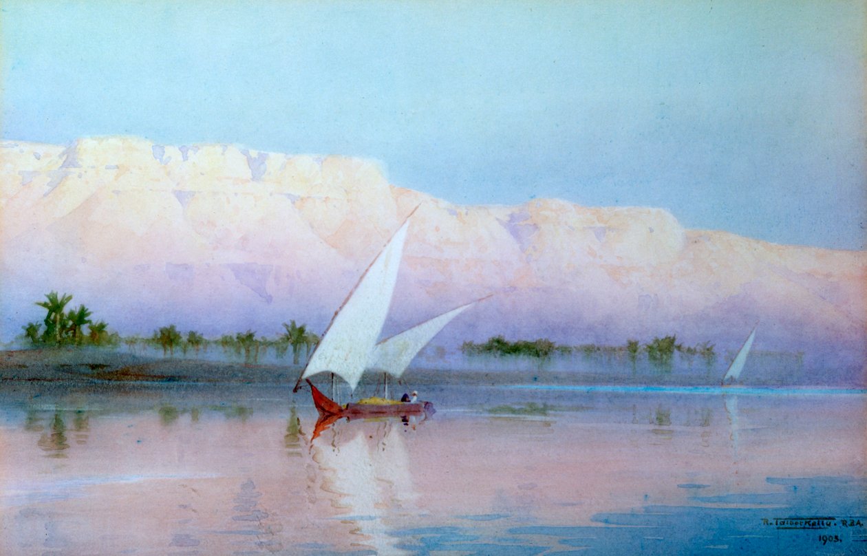 „Csónak a Níluson”, 1903 alkotó: Robert Talbot Kelly
