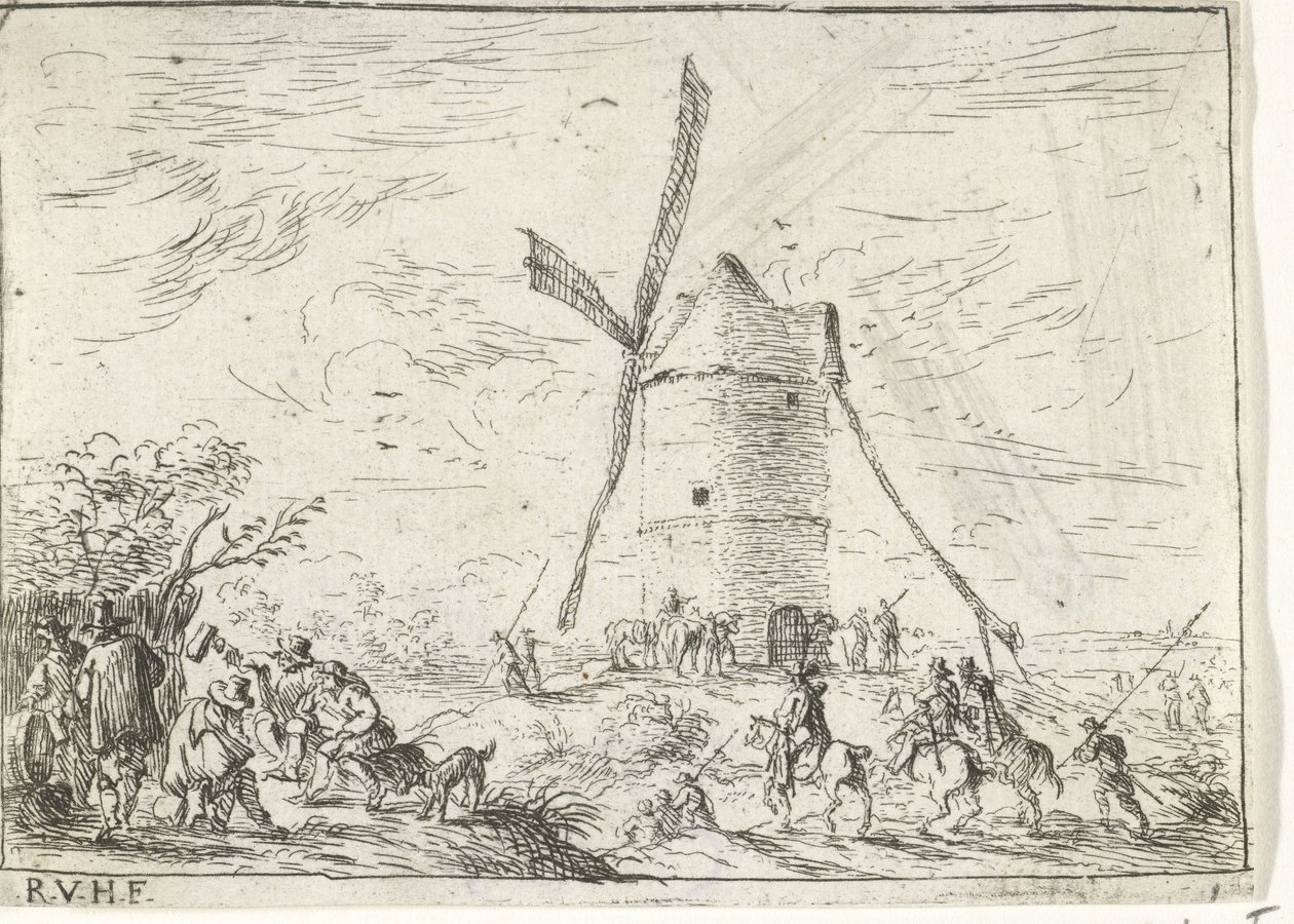 Szélmalom Tájak táborozással (sorozat címe) alkotó: Robert van den Hoecke