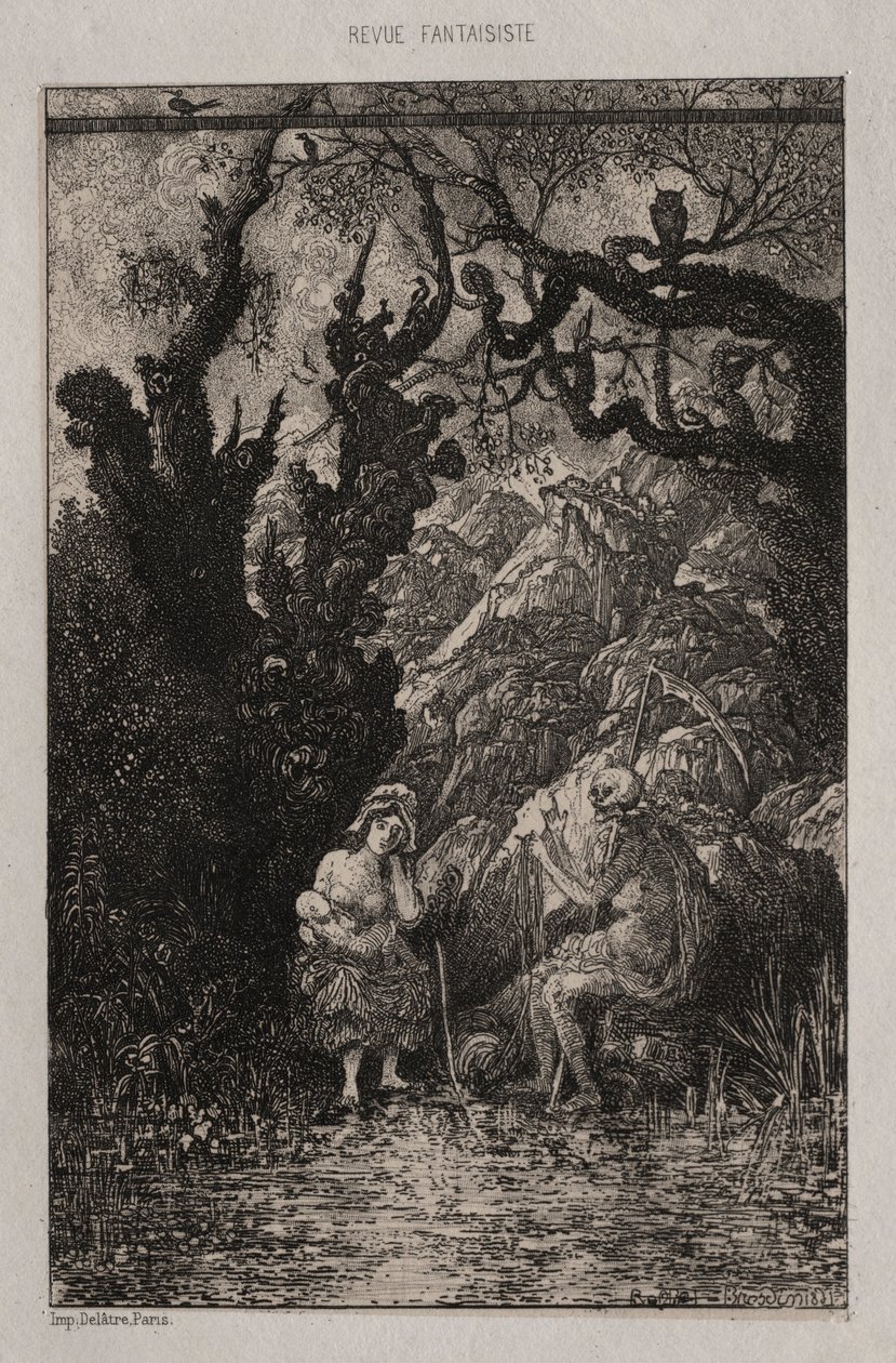 A Halál és a fiatal anya, 1861. alkotó: Rodolphe Bresdin