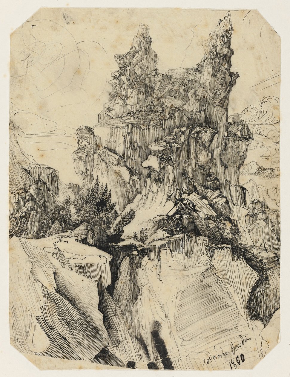A Crevasse, 1860 alkotó: Rodolphe Bresdin
