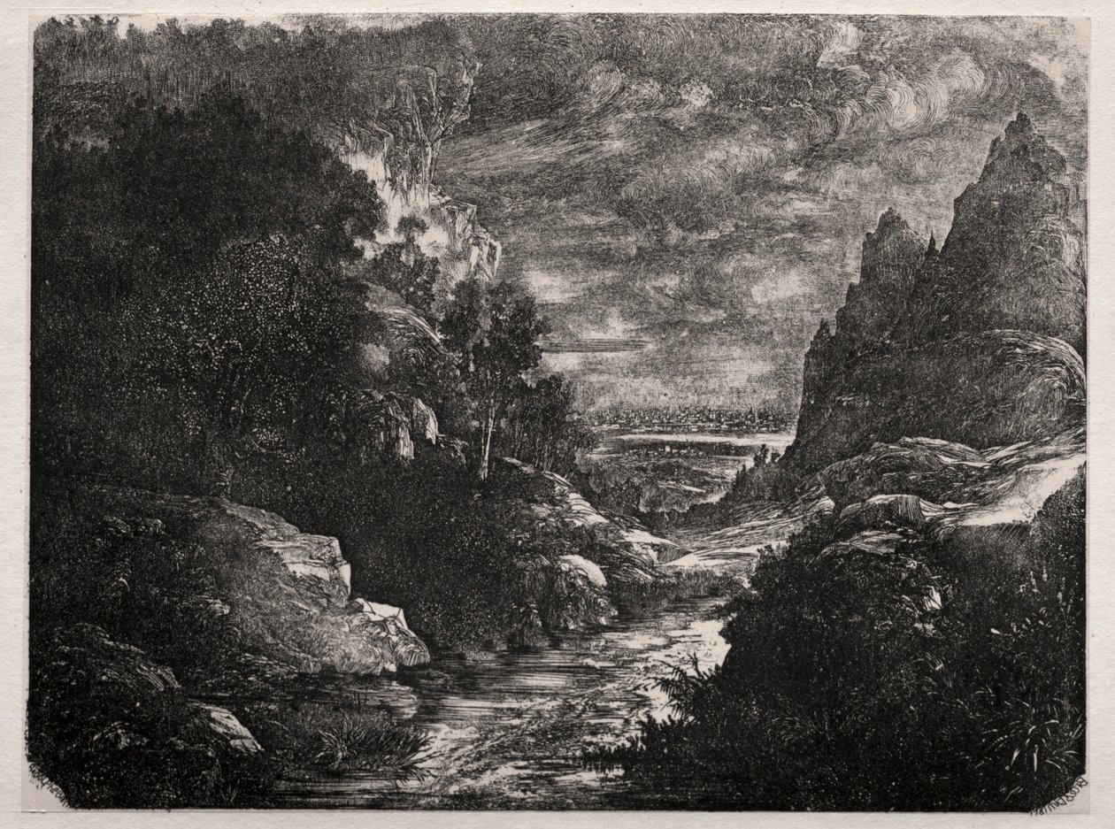 A hegyi patak, 1871. alkotó: Rodolphe Bresdin