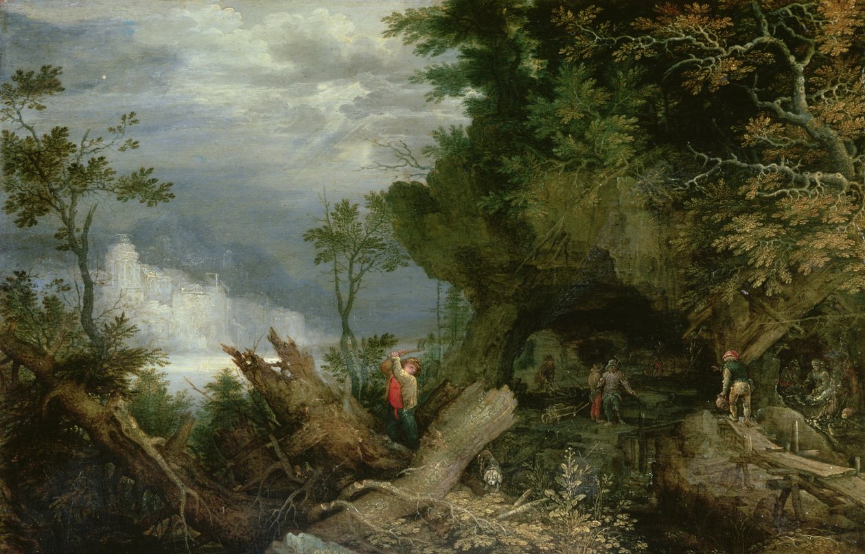Sziklás táj egy bánya bejáratával alkotó: Roelandt Jacobsz. Savery