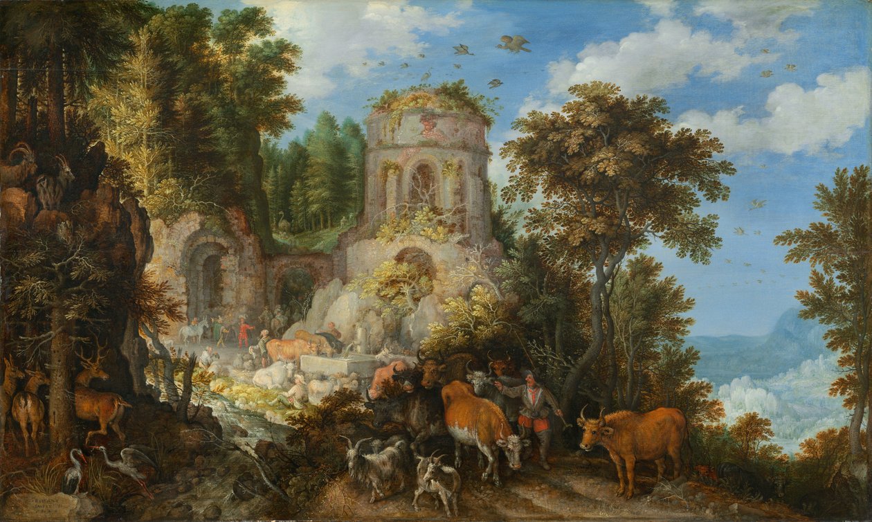 Táj az egyiptomi repüléssel, 1624. alkotó: Roelandt Savery