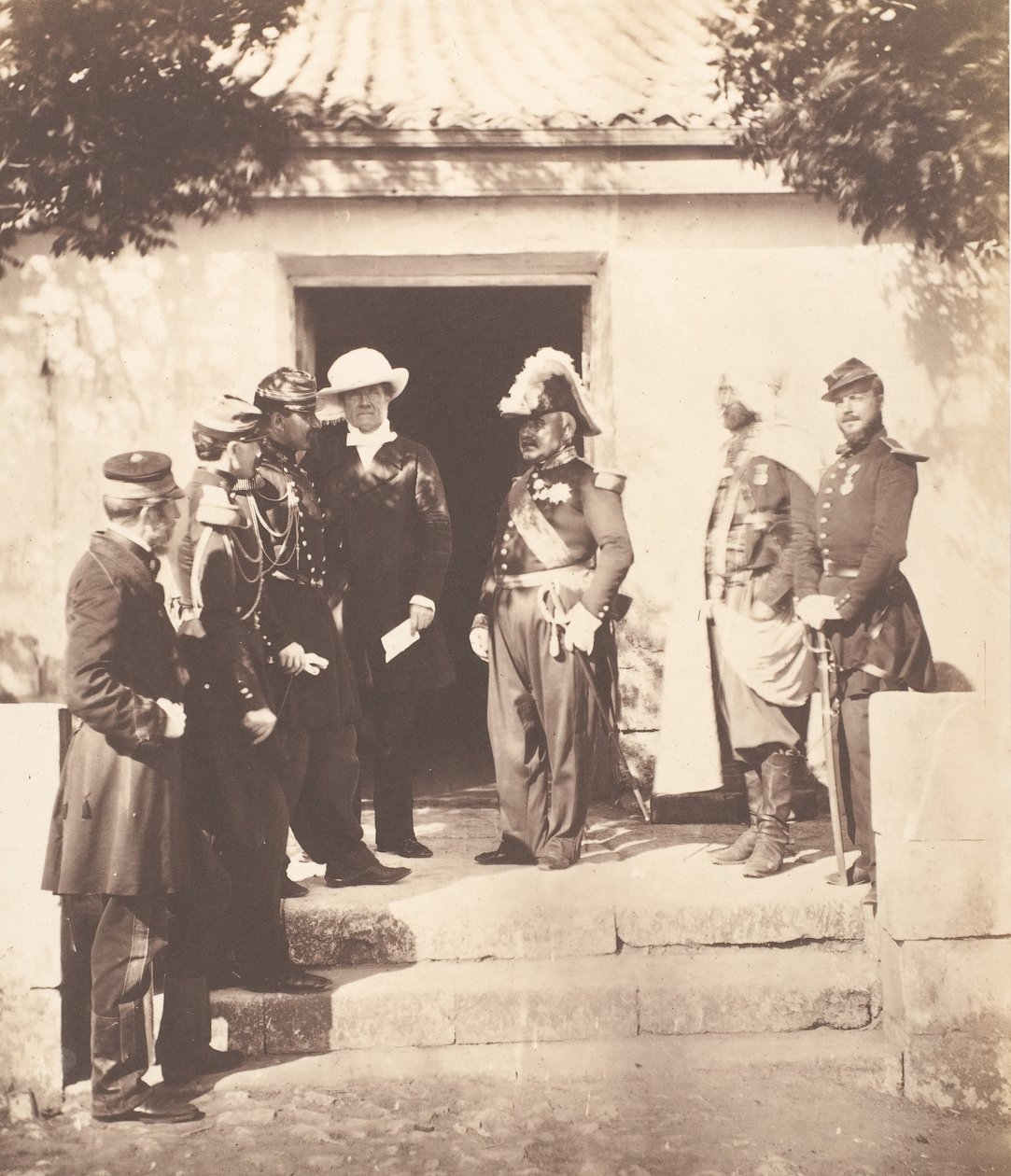 Csoport a főhadiszálláson, 1855. alkotó: Roger Fenton