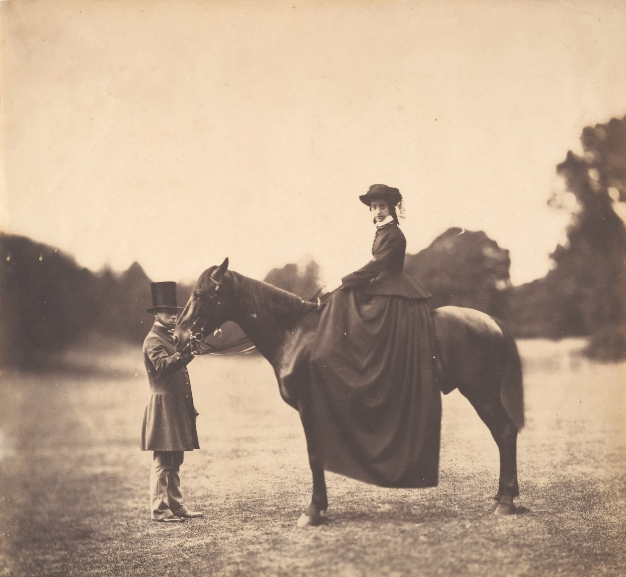 Hölgy lóháton, 1850-es évek. alkotó: Roger Fenton
