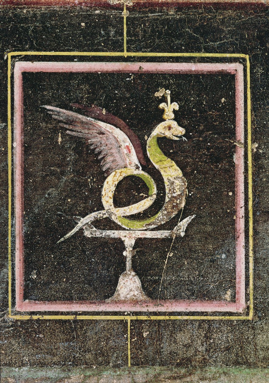 Szárnyas kígyó, egyiptomi stílusú festményekkel díszített tablinum részlete, Kr.e. 27-14. alkotó: Roman
