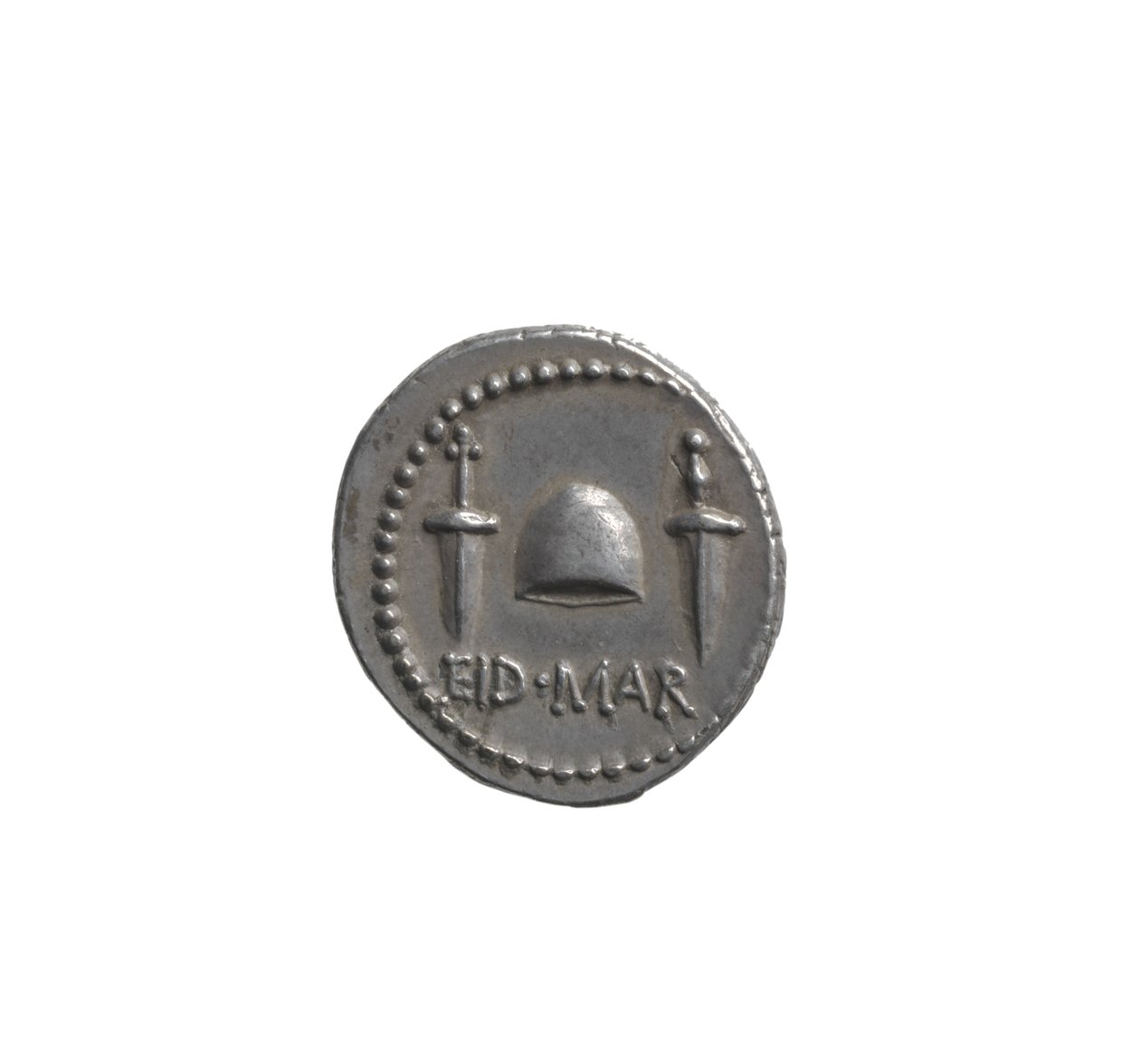 Brutus fejét ábrázoló dénár (ezüst) alkotó: Roman