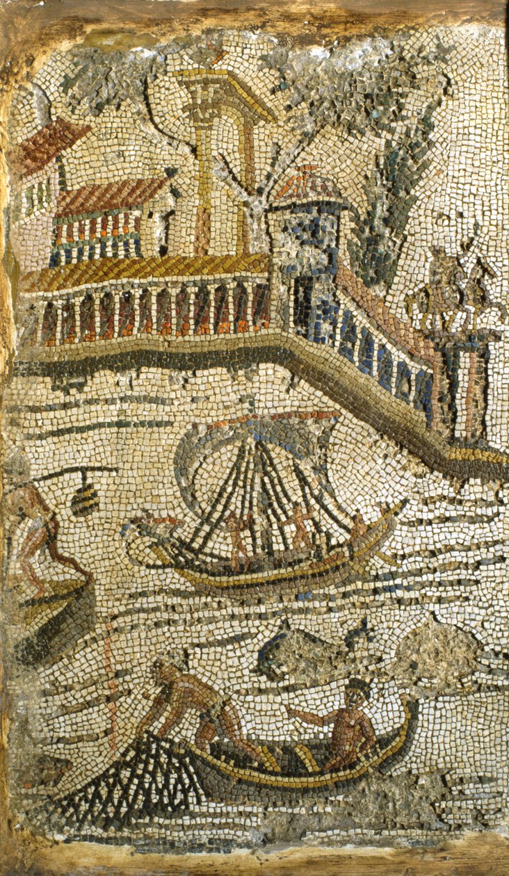 Horgászjelenet (mozaik) alkotó: Roman