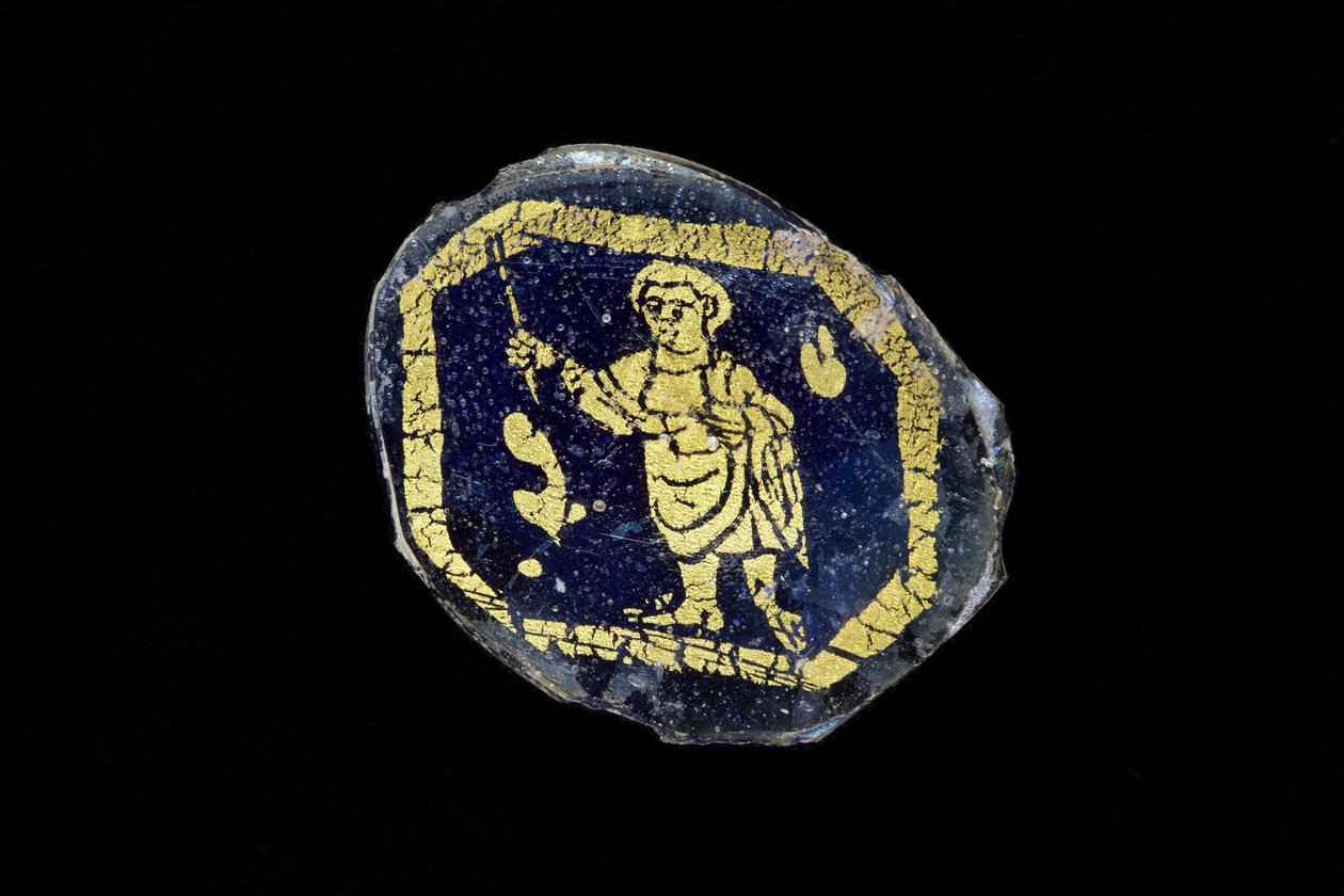 Medalion pálcát tartó Krisztussal, Kr.u. 3-4. század (arany és üveg) alkotó: Roman