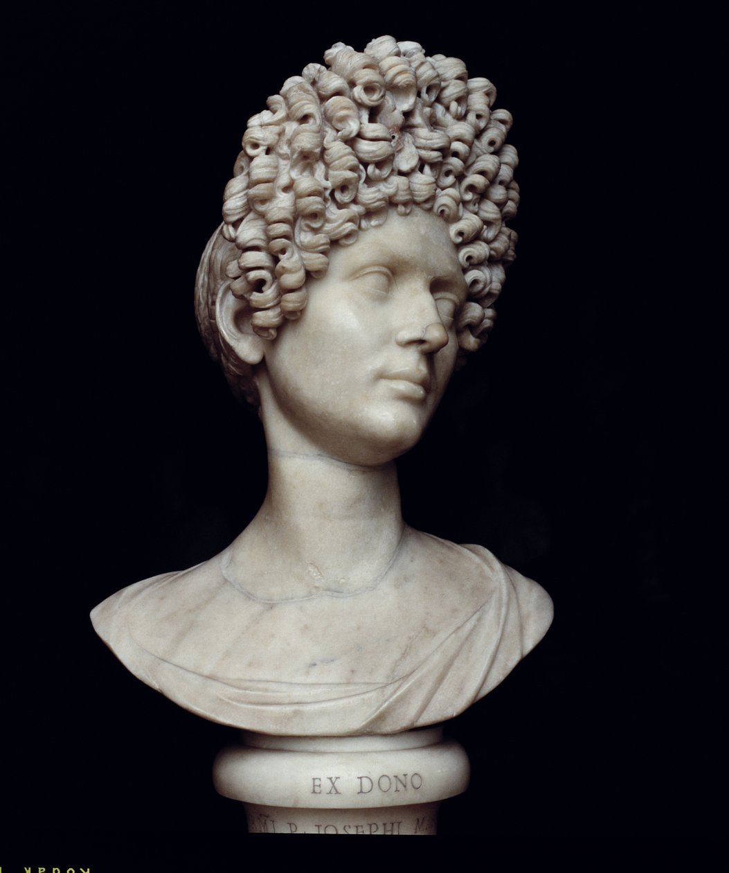 Római nő portré mellszobra Flavius korában, Kr.u. 90 körül (márvány) alkotó: Roman