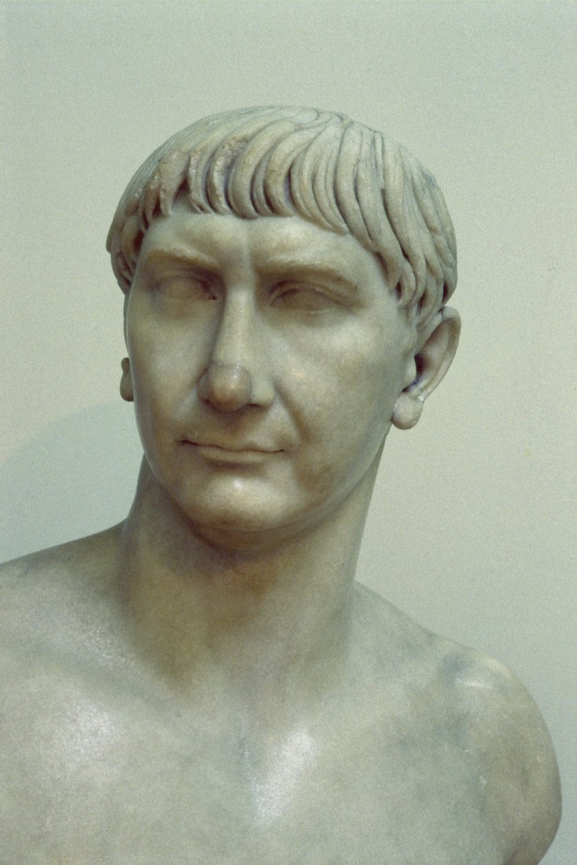 Traianus császár portréja (i.sz. 53-117) (márvány) alkotó: Roman