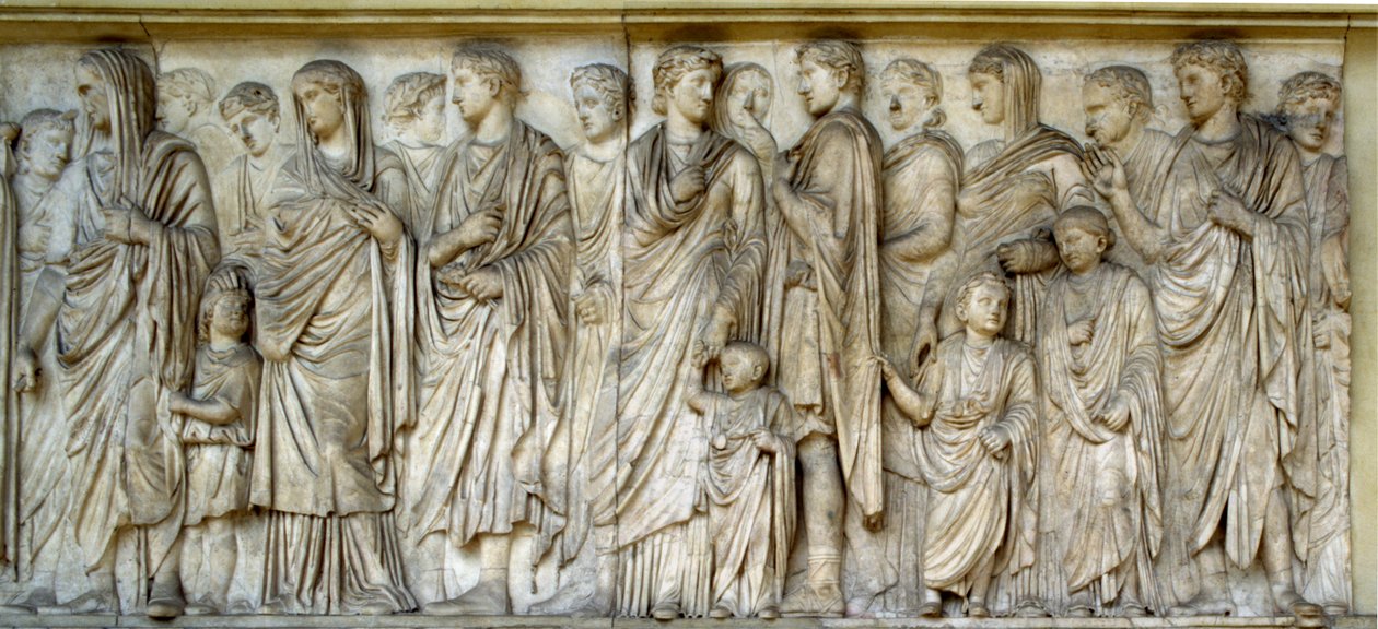 Felvonulás, az Ara Pacis déli fala (márvány) alkotó: Roman