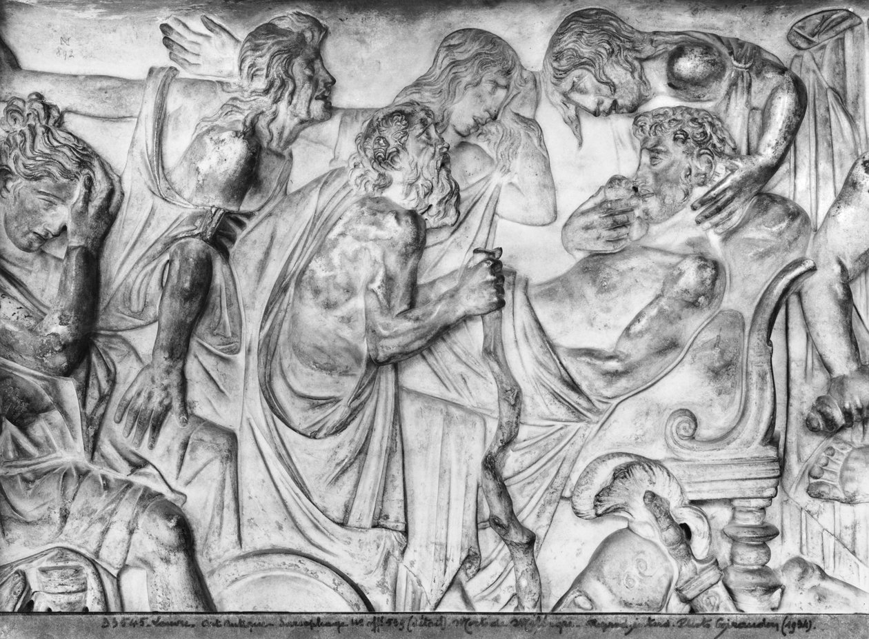 Meleager halálát ábrázoló dombormű, részlet a Meleager szarkofágjából (márvány) alkotó: Roman