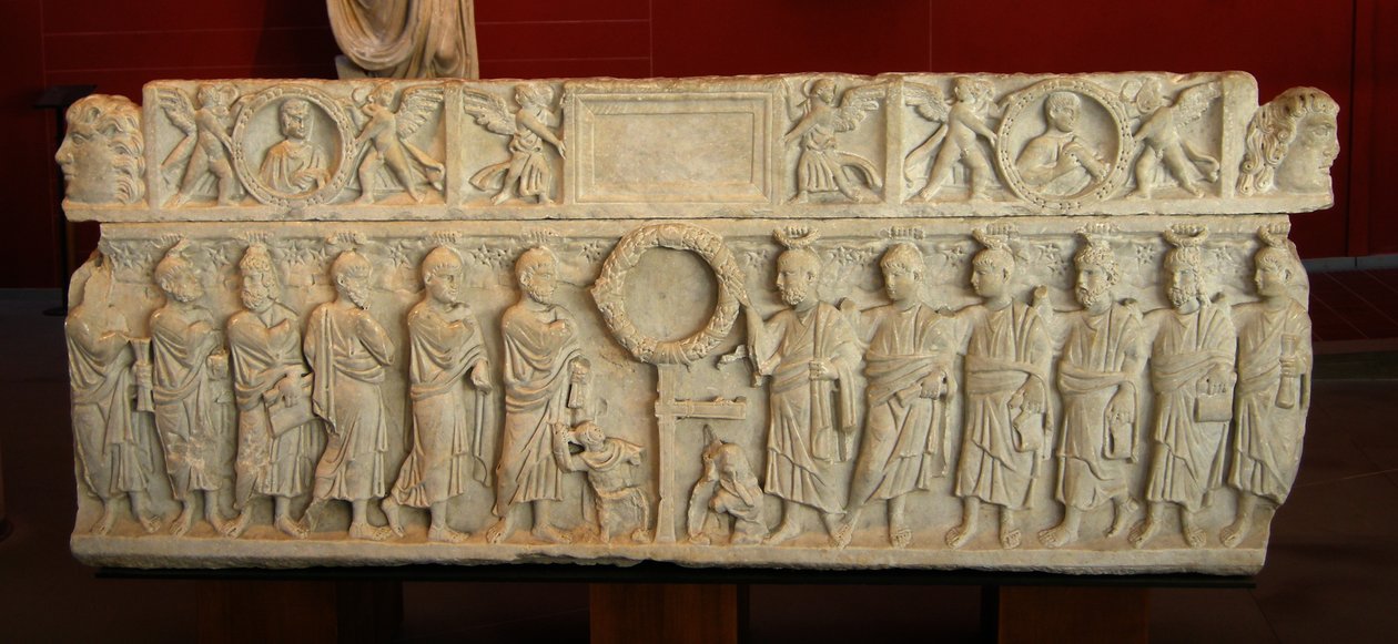 Szarkofág, amely az Anasztázist mutatja (márvány) alkotó: Roman