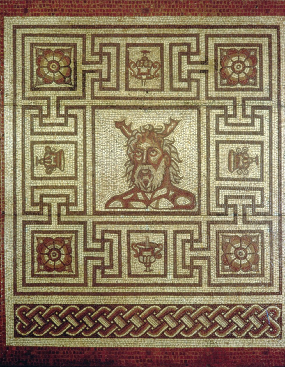 Tengeri isten mozaik, Insula IV 8. épület, Kr.u. 160-190 körül (mozaik) alkotó: Roman