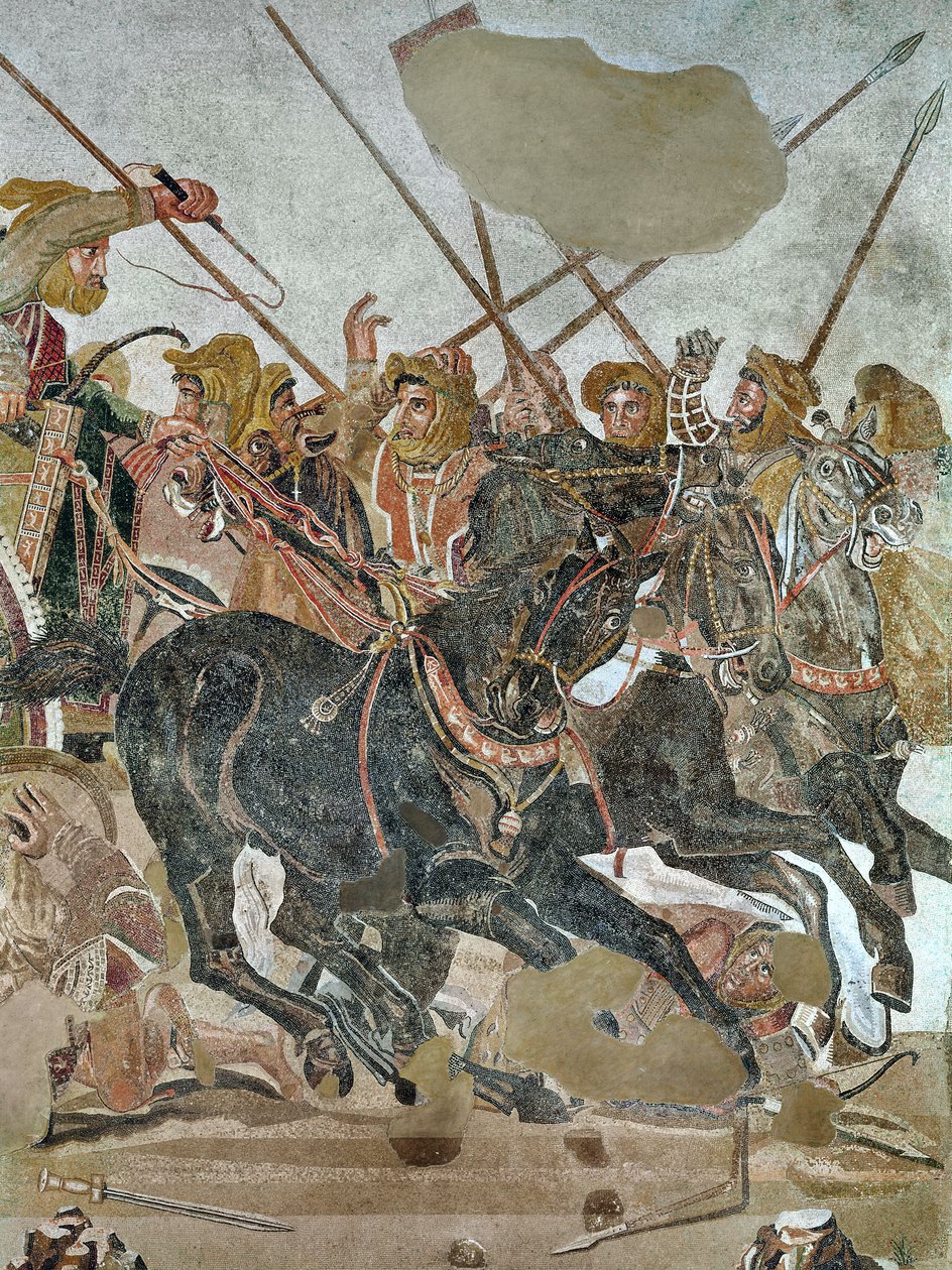Az Sándor-mozaik, a perzsa hadsereg részlete az issus-i csatában, ie 80 körüli mozaik alkotó: Roman