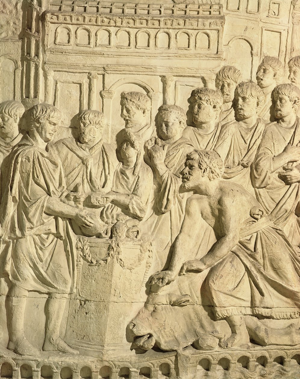 A szarmaták a rómaiak előtt tisztelegnek, részlet Traianus oszlopának öntvényéből (gipsz) alkotó: Roman