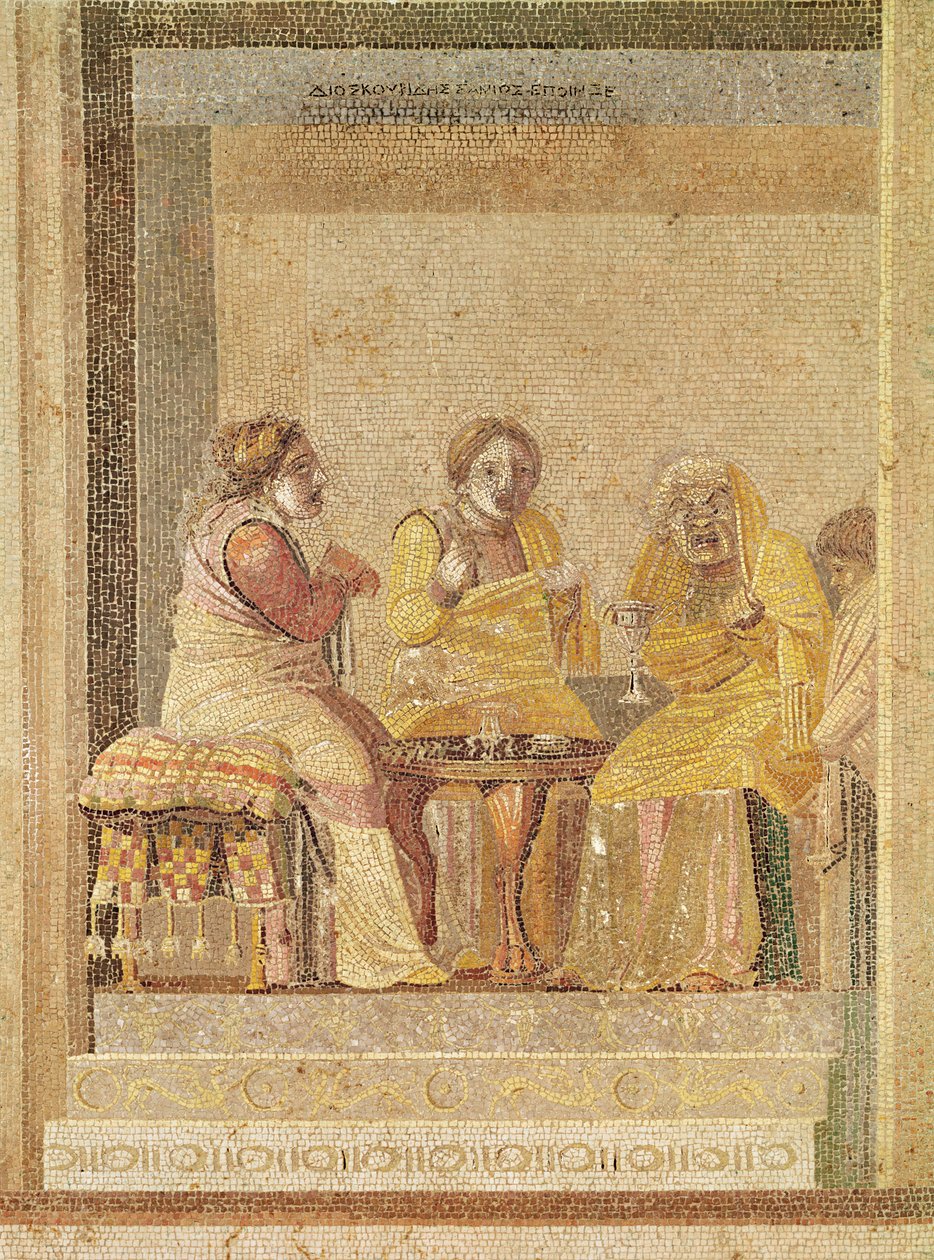 Színházi jelenet: Varázsló ügyfelekkel (mozaik) alkotó: Roman