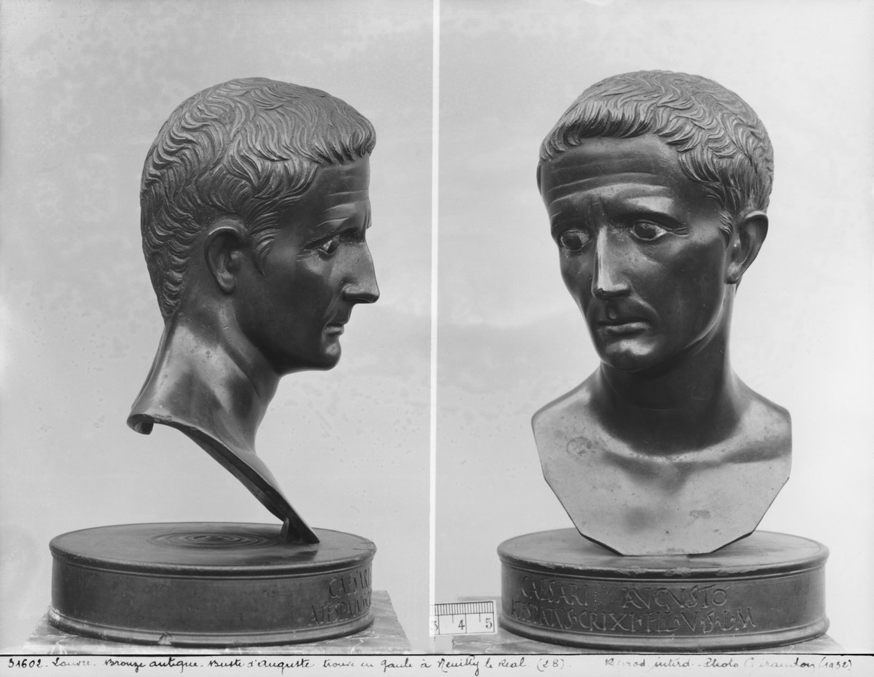 Augustus császár mellszobra (i. e. 63-14) két képe (bronz) alkotó: Roman