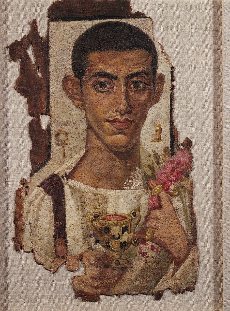 Ammonius fayumi portréja, Antinoe (enkausztikus viasz vászonra) alkotó: Roman Period Egyptian