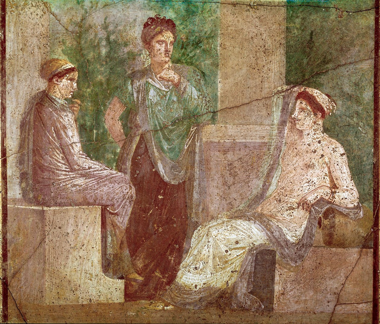 Nők beszélgetése (freskó alkotó: Roman