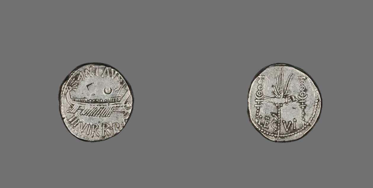 Gályát ábrázoló Denarius, ie 31 (ezüst) alkotó: Roman