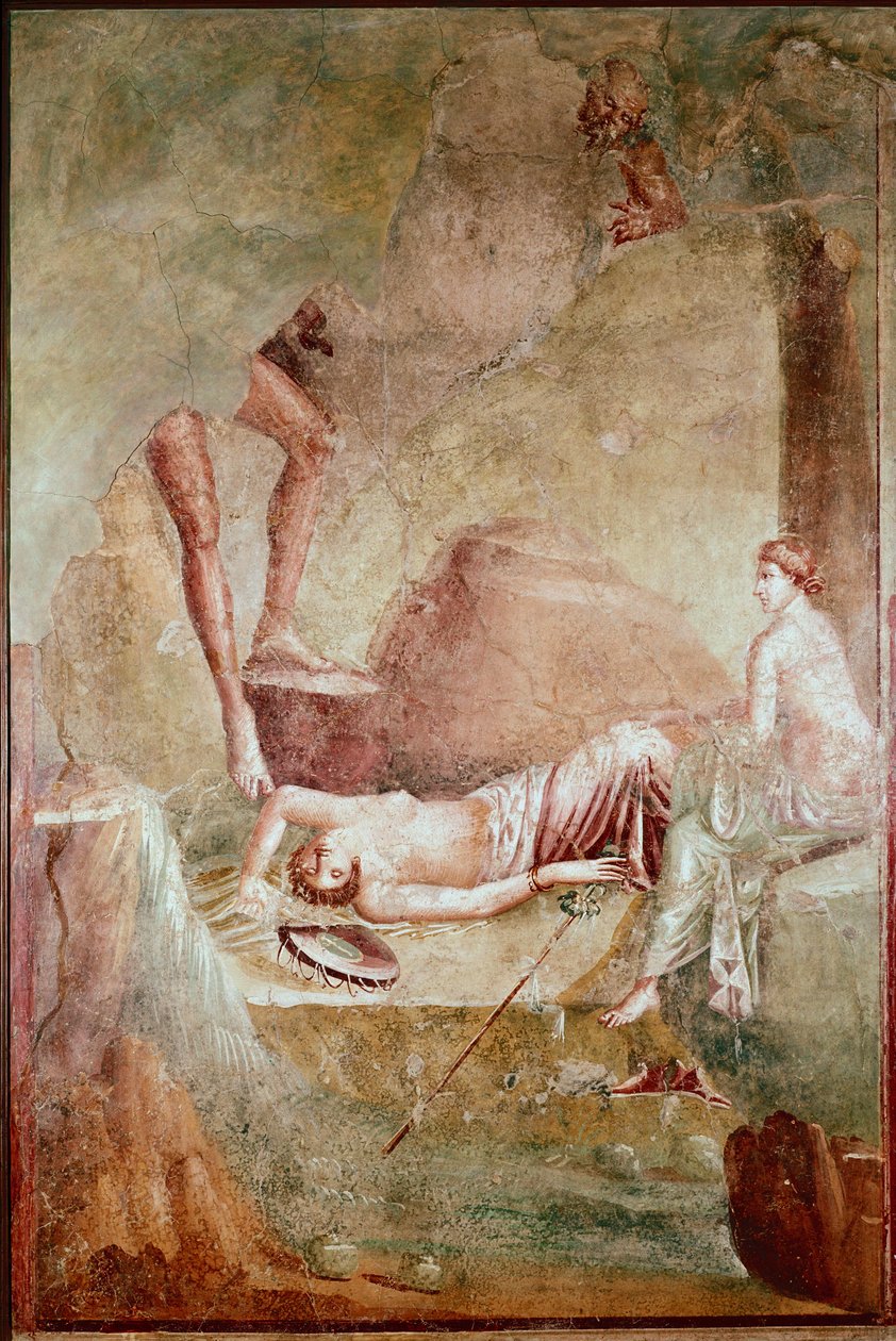Részeg alvó maenád (freskó alkotó: Roman
