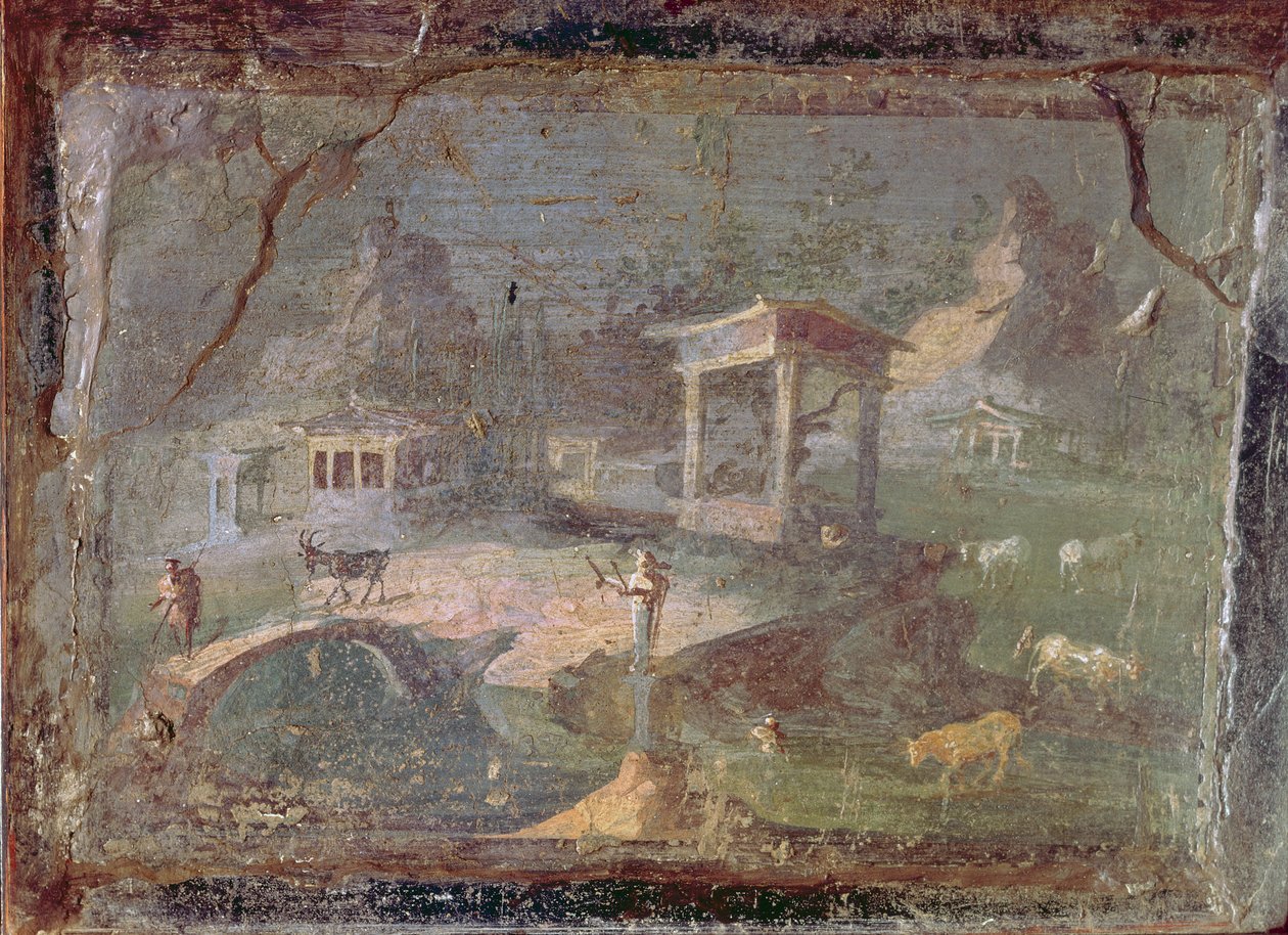 Idilli tájkép, Herculaneumból, Kr. e. 1. század - Kr. u. 79 alkotó: Roman