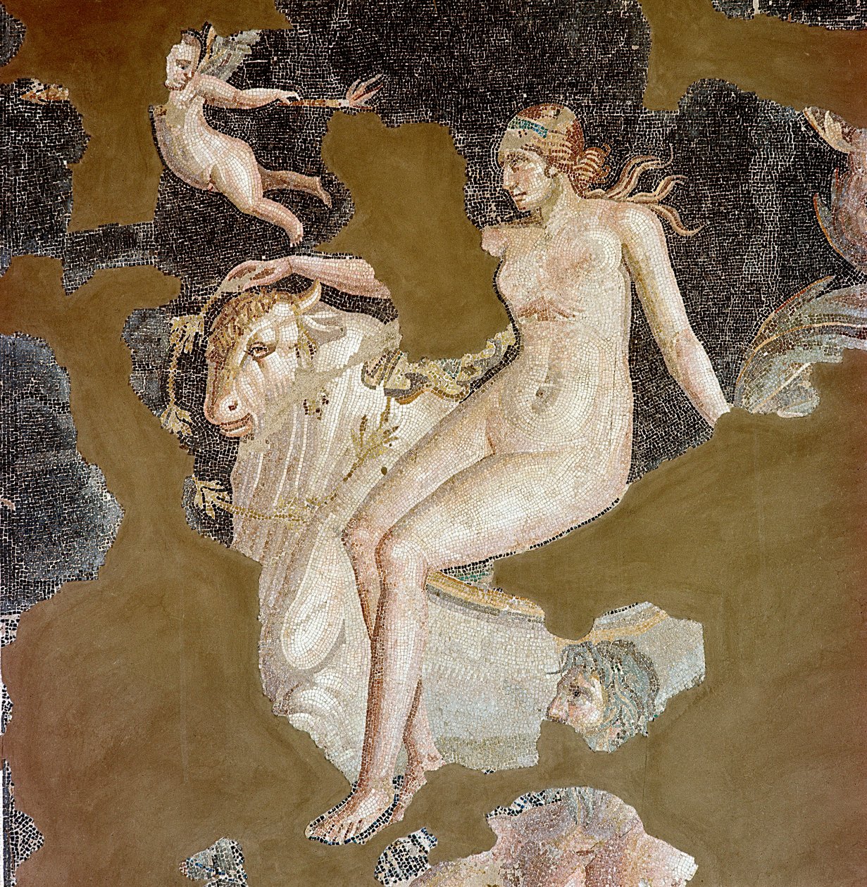 Nereid egy tengeri bikán (mozaik alkotó: Roman