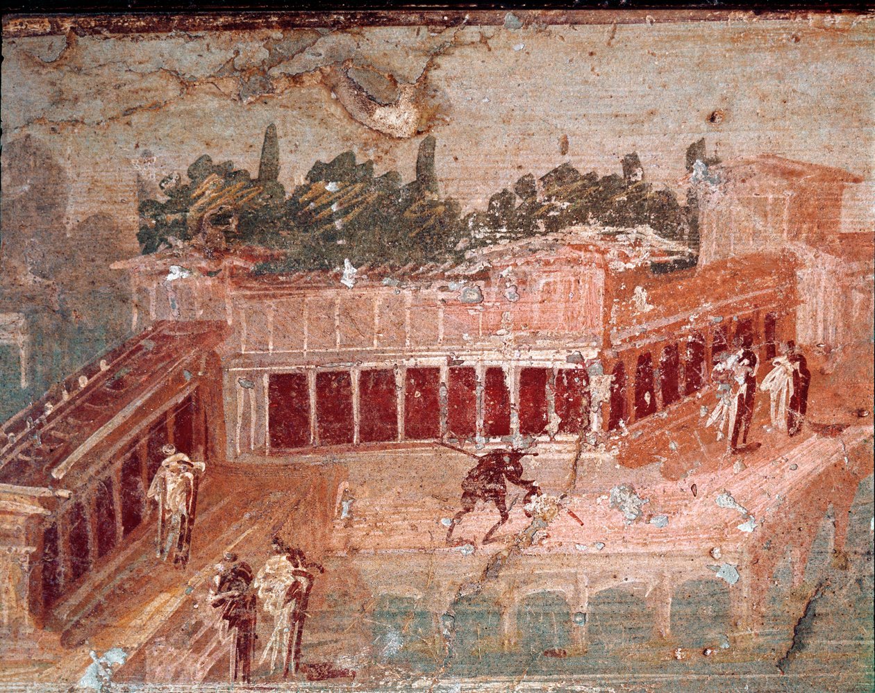 Pán zenész, a nimfák között, részlet (freskó alkotó: Roman