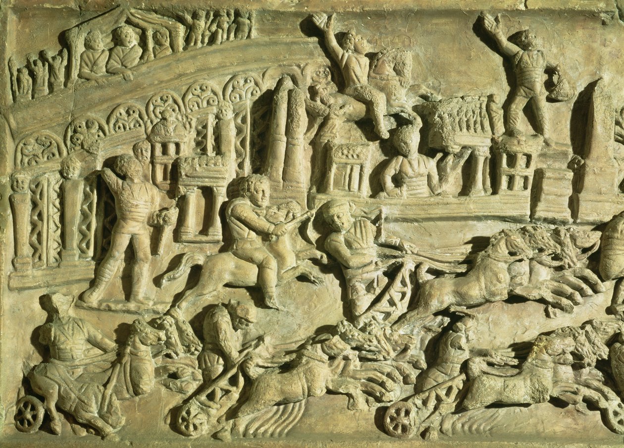 Játékokat ábrázoló dombormű a Circus Maximusban alkotó: Roman