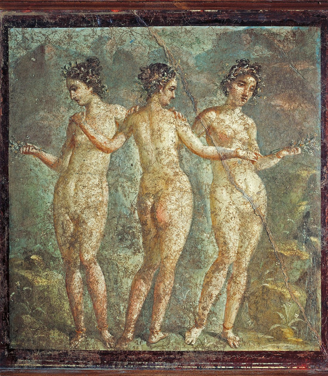 Három gráciát ábrázoló freskó Pompeiből, Olaszországból alkotó: Roman Roman